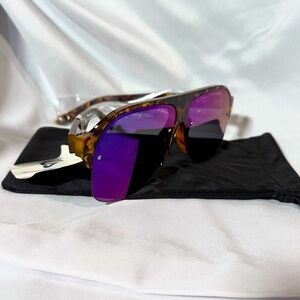 Fila by De Rigo REM Unisex Aviator Tortoise Shell and Purple Lens Sunglasses NWT